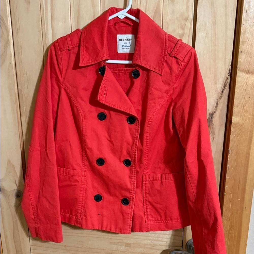 Old Navy Women's Bright Red Pea Coat